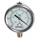 VACUUM GAUGE GLYCERIN - 2 1/2" -30" HG TO 0 VAC/KPA - 1/4" MNPT OUTLET AT THE BOTTOM