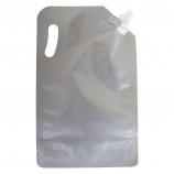 PLAIN NO DESIGN ALUMINUM FINISH MAPLE SYRUP POUCH WITH CAP - 1 L (100/BOX)