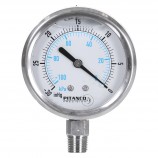 VACUUM GAUGE SS GLYCERIN - 2 1/2" -30" HG TO 0 VAC/KPA - 1/4" MNPT OUTLET AT THE BOTTOM