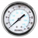 PRESSURE GAUGE SS GLYCERIN - 2 1/2" - 0@200 PSI - 1/4" MNPT BACK OUTLET