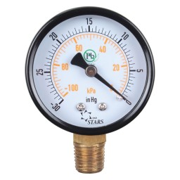 VACUUM GAUGE 4" -30" HG TO 0 VAC/KPA - 1/4" MNPT OUTLET AT THE BOTTOM - LOGO DSD STARS