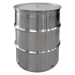 DSD DRUM BRUSHED STAINLESS STEEL - 34 GAL (40 GAL.US) - 1 PLUG 2" + 1 PLUG 3/4"