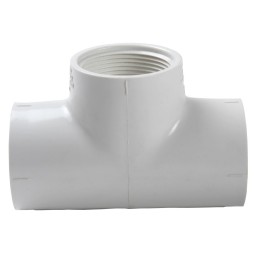 "T" ADAPTER SOC FEMALE THREADED WHITE PVC - 2" (SOC X SOC X FNPT)