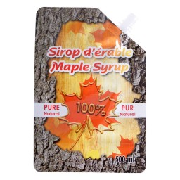 BILINGUAL MAPLE SYRUP POUCH WITH CAP - 500 ML (250/BOX)