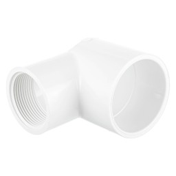 ELBOW 90° REDUCER SOC FEMALE THREADED WHITE PVC - 2" X 1 1/4" (SOC X FNPT)