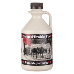 PLASTIC JUG - 3 COLOR PRINT QUEBEC - 1L - WITH BROWN CAP (100/BOX)