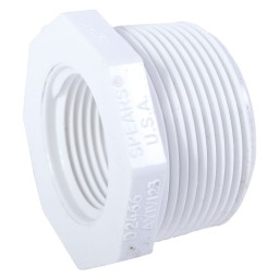 REDUCER THREADED MALE/FEMALE WHITE PVC - 2" X 1" (MNPT X FNPT)