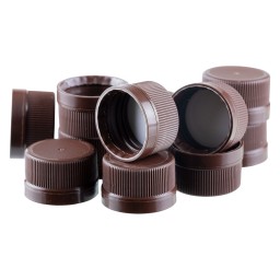 PLASTIC CAP BROWN FOR 8OZ/12OZ/250ML/375ML/500ML GLASS BOTTLE MODEL "FLAT" - FOAM LINER (12/PK)