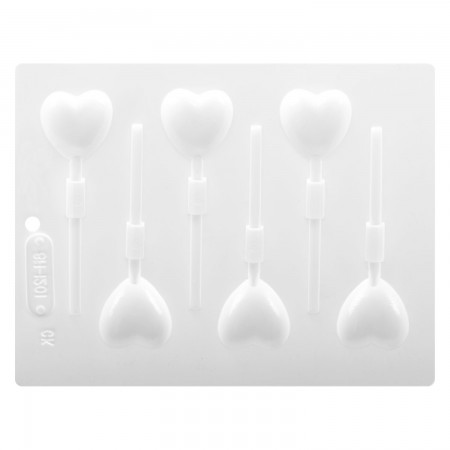 LOLLIPOP MOLD - HEART - 6 CAVITIES