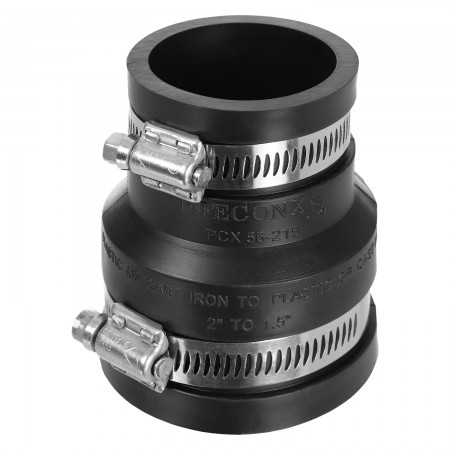 RUBBER COUPLING REDUCER WITH COLLARS - 2" X 1 1/2"