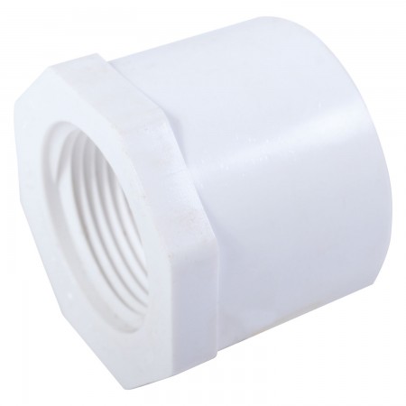 BUSHING REDUCER FLUSH STYLE FEMALE THREADED WHITE PVC - 1 1/2" X 1" (SPIG X FNPT)