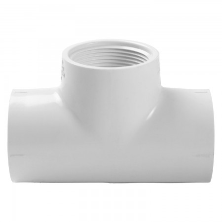 ADAPTATEUR EN "T" COLLÉ FILETÉ FEMELLE - PVC BLANC - 1 1/2" (COL X COL X FNPT)