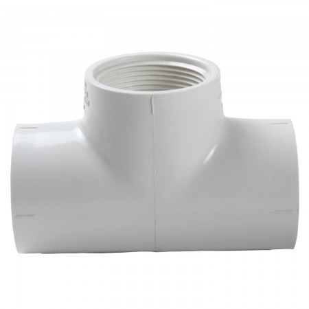 "T" ADAPTER SOC FEMALE THREADED WHITE PVC - 2" (SOC X SOC X FNPT)