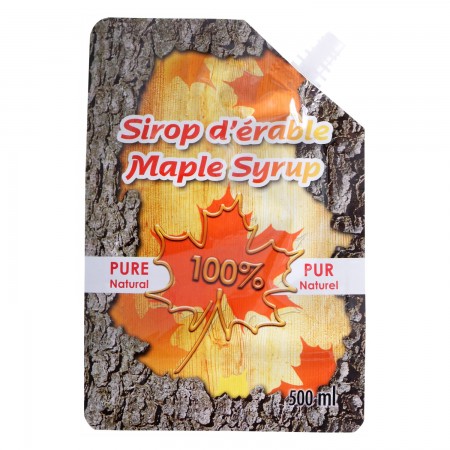 BILINGUAL MAPLE SYRUP POUCH WITH CAP - 500 ML (250/BOX)