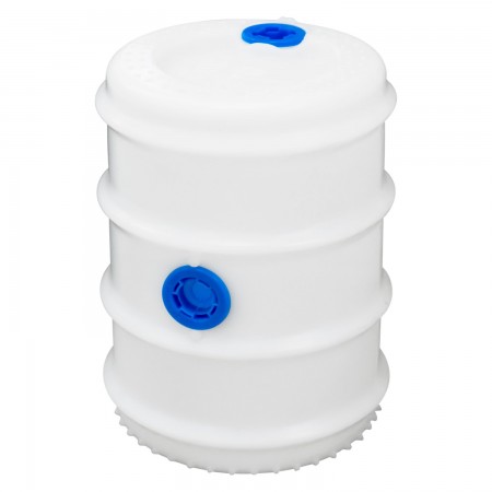 DRUM WHITE FOOD GRADE POLYETHYLENE - 6 GAL (7 GAL.US) - 1 PLUG 2" TOP + 1 PLUG 2" SIDE