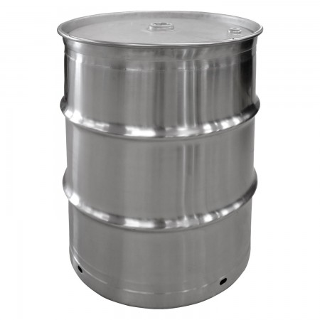 BARIL INOX BROSSÉ DSD - 34 GAL (40 GAL.US) - 1 BOUCHON DE 2" + 1 BOUCHON 3/4"