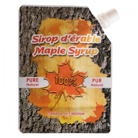 BILINGUAL MAPLE SYRUP POUCH WITH CAP - 250 ML (500/BOX)